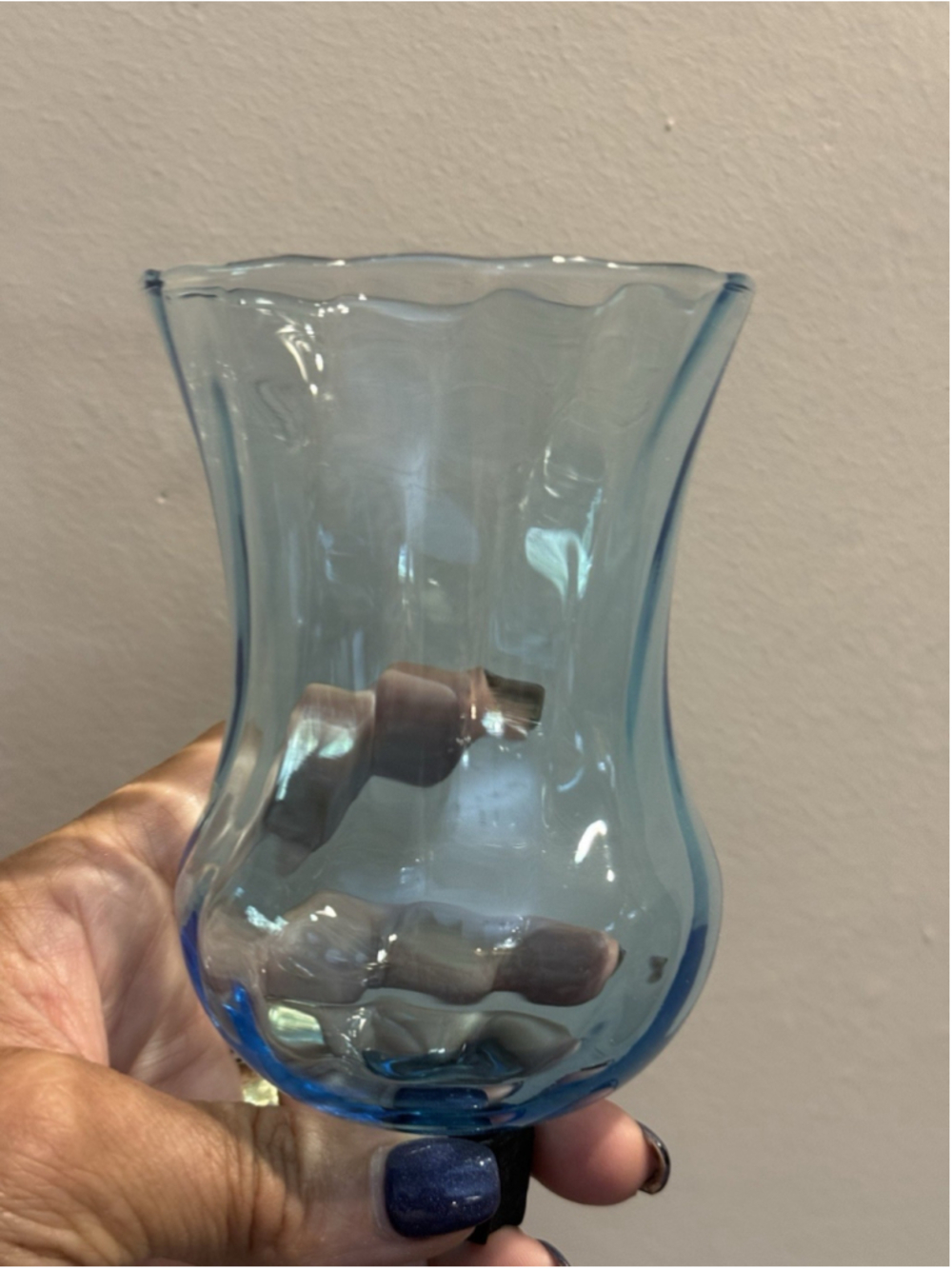 Lot of 4 VTG Blue Glass Votive Cups Light Sconce Holder